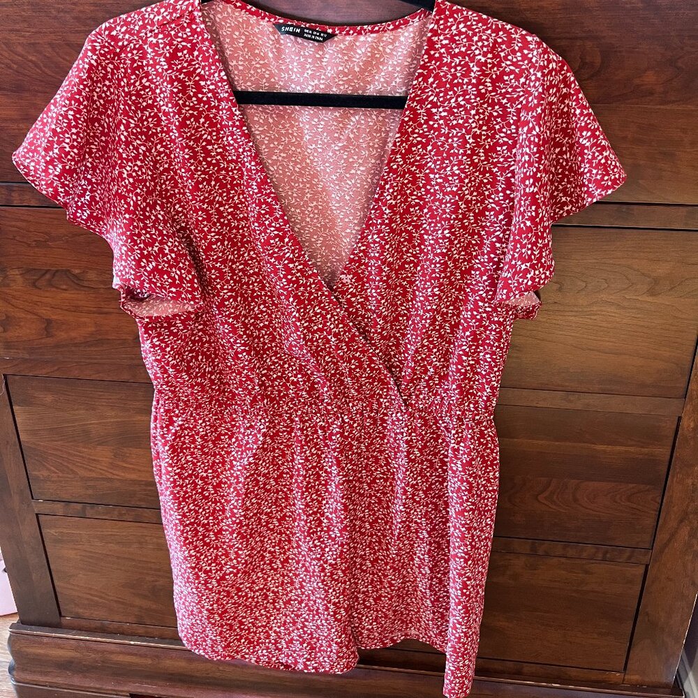 Floral Patterned Romper | Red